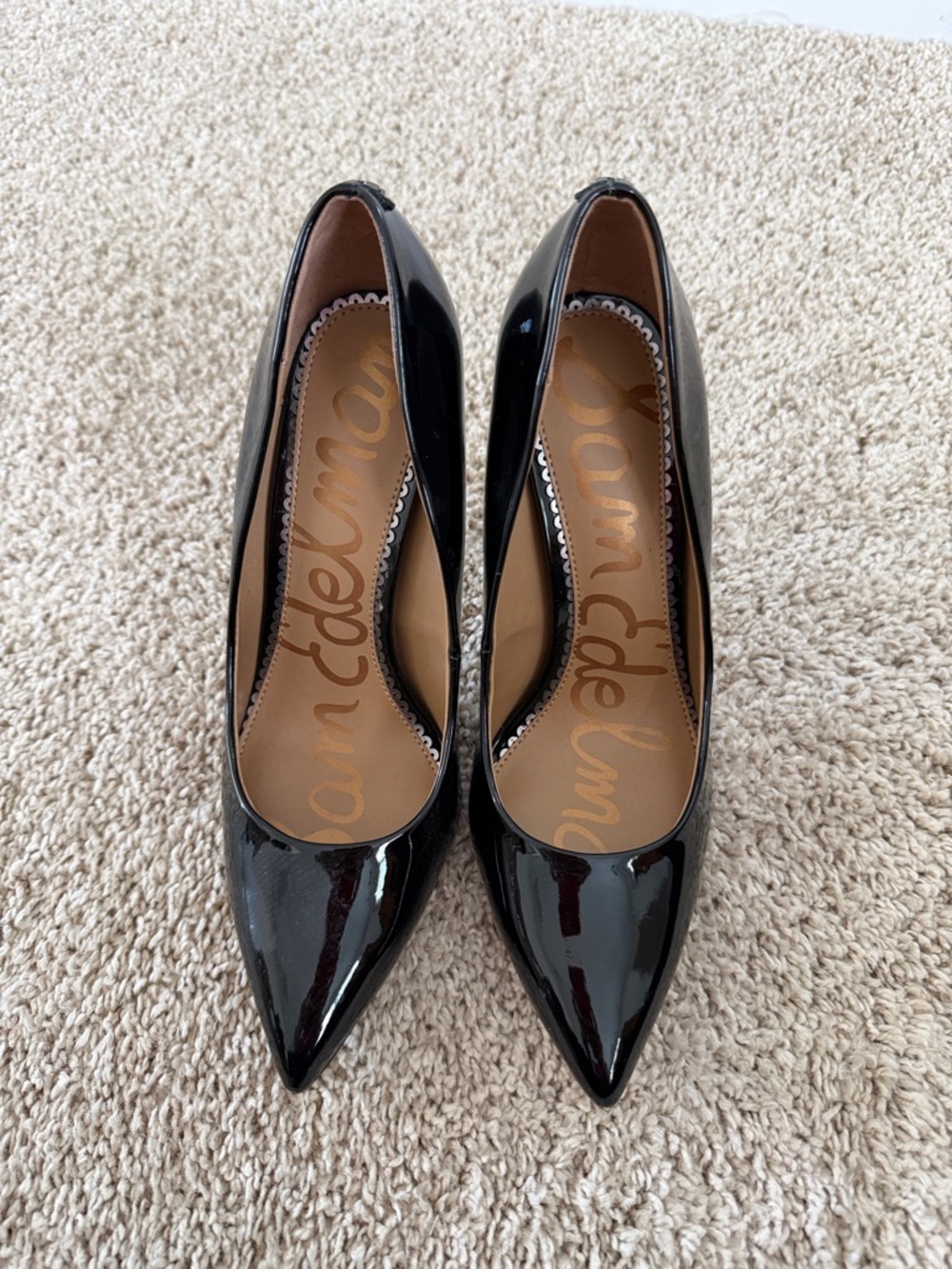 Sam Edelman Glossy Black Pointed-Toe Patent Pumps